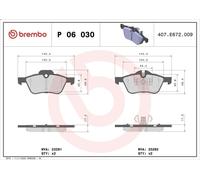 Set pastiglie freno, freno a disco BREMBO P 06 030 per MINI (R50, R53) 1.6 2001-