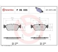 Set di pastiglie freno BREMBO P 06 035, anteriore