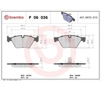 Set pastiglie freno, freno a disco BREMBO P 06 036 per BMW 3 (E90) 2 2004-2007