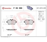 Set pastiglie freno, freno a disco BREMBO P 06 086 MINI MINI (R56) 2 2011-2013