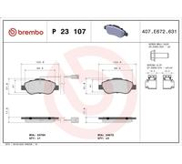 Set pastiglie freno, freno a disco BREMBO P 23 107 per KA (RU8) 1.3 2008-
