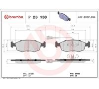Set pastiglie freno, freno a disco BREMBO P 23 138 PUNTO EVO (199_) 1.2 2009-