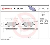 Set pastiglie freno, freno a disco BREMBO P 23 145 per MITO (955_) 1.4 2009-2014
