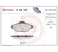Set pastiglie freno, freno a disco BREMBO P 24 147 per KA (RU8) 1.2 2008-2016