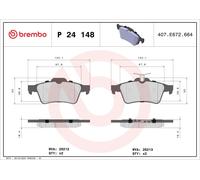 Set pastiglie freno, freno a disco BREMBO P 24 148X per MAZDA 3 (BK) 2 2003-2006