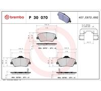Set pastiglie freno, freno a disco BREMBO P 30 070 per KIA CARENS IV 2 2013-2016