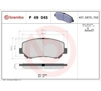 Set pastiglie freno, freno a disco BREMBO P 49 045 per CX-5 (KF) 2.5 2019-2022