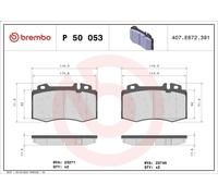 Set pastiglie freno, freno a disco BREMBO P 50 053 per SL (R230) 3 2008-2012