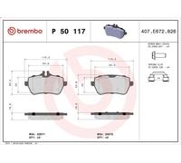 Set pastiglie freno, freno a disco BREMBO P 50 117 per SL (R231) 3 2014-2016