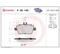 Set pastiglie freno, freno a disco BREMBO P 50 140 per SLC (R172) 2.2 2016-2017