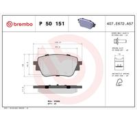 Set pastiglie freno, freno a disco BREMBO P 50 151 GLB (X247) 1.3 2019-2023