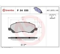 Set pastiglie freno, freno a disco BREMBO P 54 030X DODGE AVENGER 2 2007-2011