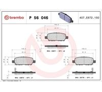 Set pastiglie freno, freno a disco BREMBO P 56 046 per INFINITI EX 2.5 2010-2013