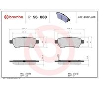Set pastiglie freno, freno a disco BREMBO P 56 060