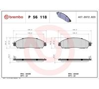 Set pastiglie freno, freno a disco BREMBO P 56 118 per ALASKAN 2.3 2017-