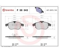 Set pastiglie freno, freno a disco BREMBO P 59 043X per CADILLAC BLS 2 2006-201