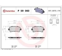 Set pastiglie freno, freno a disco BREMBO P 59 060 SAAB 9-5 (YS3G) 2 2010-2012
