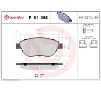 Set pastiglie freno, freno a disco BREMBO P 61 068X per 307 (3A/C) 2 2000-2005
