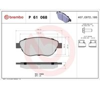 Set pastiglie freno, freno a disco BREMBO P 61 068X per 307 (3A/C) 2 2000-2005