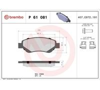 Set pastiglie freno, freno a disco BREMBO P 61 081 per AYGO (_B1_) 1 2005-2014