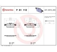 Set pastiglie freno, freno a disco BREMBO P 61 112 per 508 I (8D_) 2 2010-2018