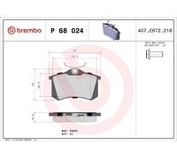 Set pastiglie freno, freno a disco BREMBO P 68 024 per C3 II (SC_) 1 2012-2016