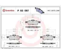 Set pastiglie freno, freno a disco BREMBO P 83 087 per YARIS (_P9_) 1 2005-2011