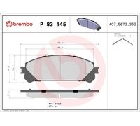 Set pastiglie freno, freno a disco BREMBO P 83 145 per RX (_L1_) 2.7 2008-2015