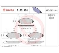 Set pastiglie freno, freno a disco BREMBO P 85 131 VW CC B7 (358) 2 2011-2016