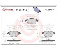 Set pastiglie freno, freno a disco BREMBO P 85 146 per AUDI A3 (8P1) 2 2003-2008
