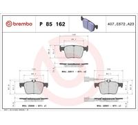 Set pastiglie freno, freno a disco BREMBO P 85 162 per A3 Sportback 2.5 2015-