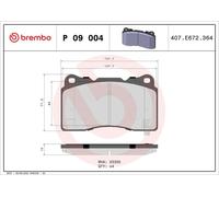Set pastiglie freno, freno a disco BREMBO P09004 (1 set - 4 pezzi)