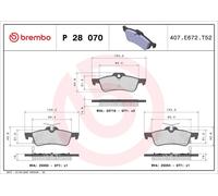 Set pastiglie freno, freno a disco BREMBO P28070 (1 set - 4 pezzi)