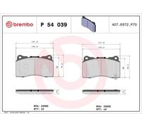 Set pastiglie freno, freno a disco BREMBO P54039 (1 set - 4 pezzi)
