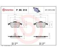 Set pastiglie freno, freno a disco BREMBO P86014 (1 set - 4 pezzi)