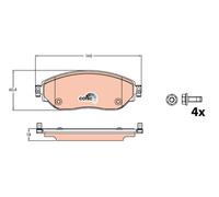 Set pastiglie freno, freno a disco TRW GDB2096 (1 set - 4 pezzi)