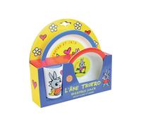 Set pasto per bambini - TROTRO - bicchiere 220 ml, piatto e ciotola adatti per microonde