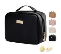 Set Patient Travel Makeup Bag,Setpatient Multi-Compartment Toiletry Cosmetics Bag Consulbefor,Portable Multi-Purpose Large Capacity Abundant Waterproof Cosmetic Organizer Bag For Women (Black)