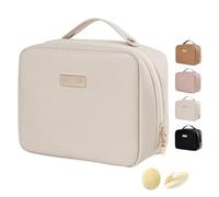 Set Patient Travel Makeup Bag,Setpatient Multi-Compartment Toiletry Cosmetics Bag Consulbefor,Portable Multi-Purpose Large Capacity Abundant Waterproof Cosmetic Organizer Bag For Women (White)