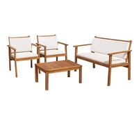 Set Patio 4 Mobili da Giardino Portico in Legno di Acacia Tavolino Basso e Sedie
