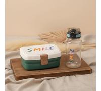 Set pausa Lässig Little Gang Smile verde | Portapranzo e borraccia da 460 ml