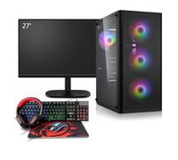 Set PC completo da gaming AMD 5700X, NVIDIA RTX 5060 8GB, 32 GB di RAM DDR4, SSD M.2 da 1TB, Windows 11 Pro, monitor gamer da 27 pollici a 100 Hz, cuffie, tastiera, mouse, Wlan