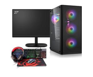 Set PC completo da gaming AMD 5700X, NVIDIA RTX 5060 8GB, 32 GB di RAM DDR4, SSD M.2 da 1TB, Windows 11 Pro, monitor gamer da 27 pollici a 100 Hz, cuffie, tastiera, mouse, Wlan