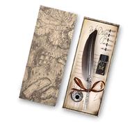 Set penna d'oca Pennino calligrafico vintage con 5 punte di ricambio e boccetta d'inchiostro Penna calligrafica in rame antico immerso a mano per regali e decorazioni da scrivania antiche(Nero)