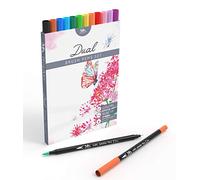 Set Pennarelli Acquerellabili Con Doppia Punta A Pennello - Pennarelli A Punta Fine E Grossa In 12 Colori - Brush Pen A Due Punte Ideale Per Lettering, Calligrafia, Bullet Journal - Mozart Supplies