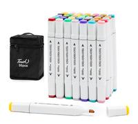 Set Pennarelli Doppia Punta 36 Colori - Dual Markers Tip Brush Pen Acquerellabili Punta Fine e Scalpello - Inchiostro Duraturo Non Sbiadisce - Valigetta Pennarelli Artistici per Disegno e Lettering