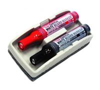 Set pennarelli e gomme per lavagna Pentel con 2 Maxiflo Pump It rosso e nero