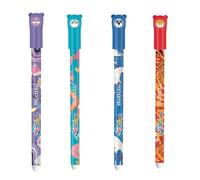 Set Penne Cancellabili Mitama Spinny Pen per Bambini, Inchiostro Gel Blu Ricaricabile, Punta 0.7mm, Gomma Inclusa, Facce Girevoli, Scuola Elementare, Idea Regalo 4PZ (Civetta,Orso,Tigre,Volpe)