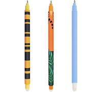 Set penne gel cancellabili con inchiostro cancellabile termosensibile, gamma di colori diversi di inchiostro e disegni, punta da 0,7 mm (Api, tigri ed elefanti)