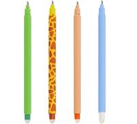 Set penne gel cancellabili con inchiostro cancellabile termosensibile, gamma di colori diversi di inchiostro e disegni, punta da 0,7 mm (Elefante Giraffa Leone Dinosauro)